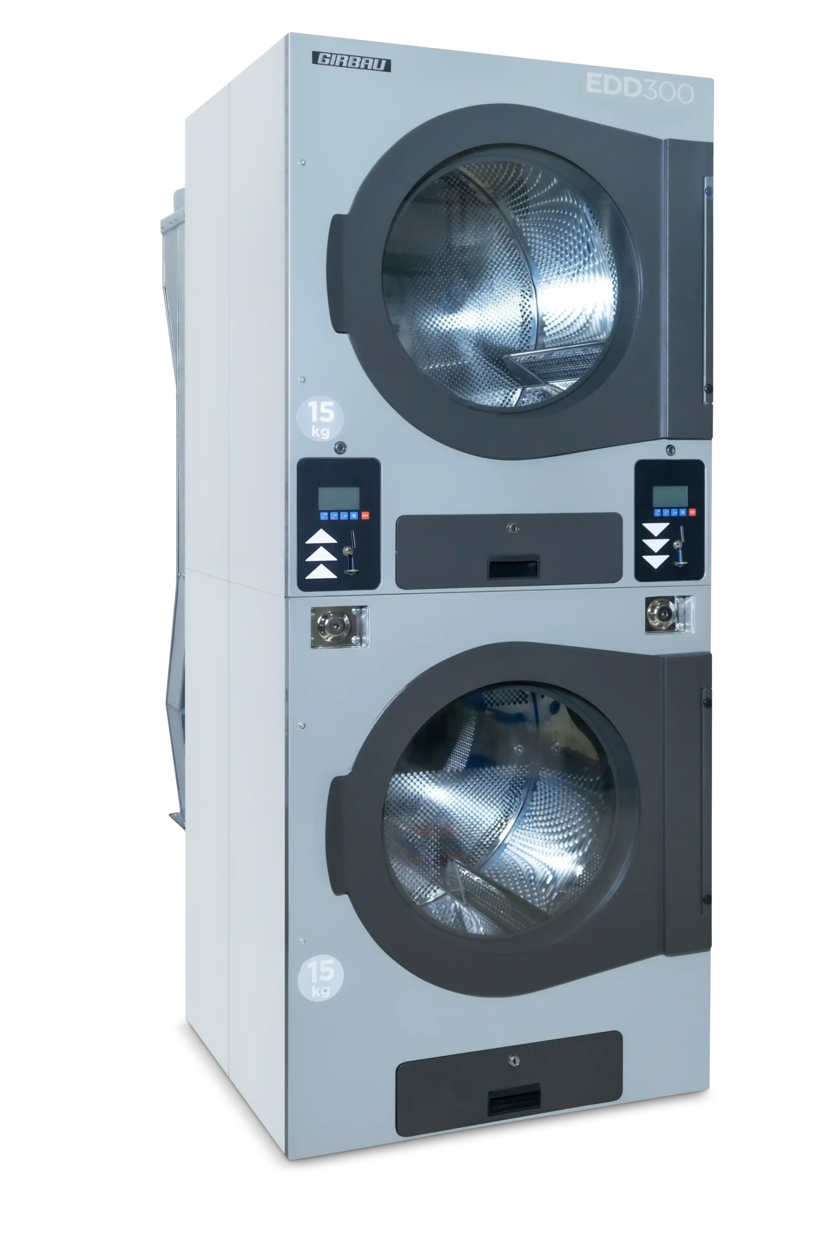 Girbau EDD commercial double-drum dryer designed to maximise efficiency and save space in professional laundry environments.
