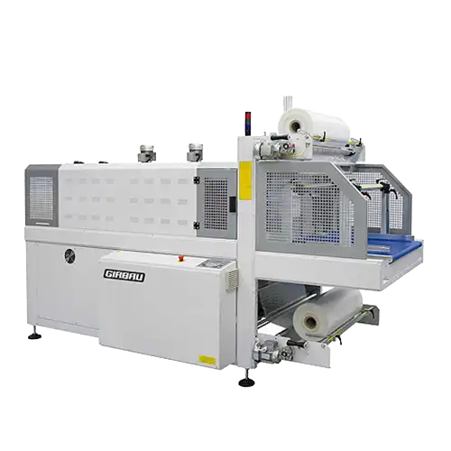 Girbau packaging machine designed for automated wrapping and protection of finished laundry items in industrial operations.