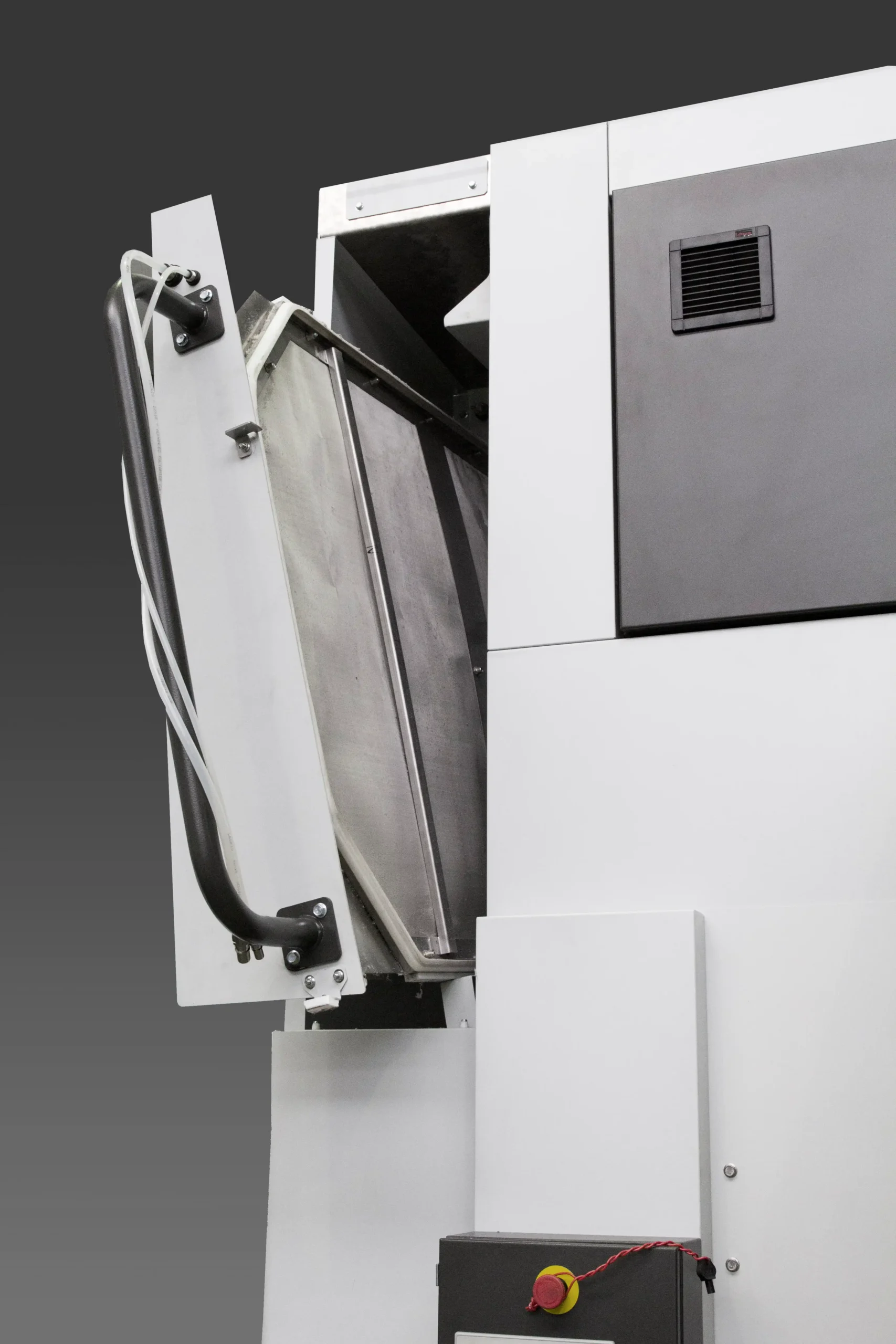 Self-cleaning filter with vibration and air blast