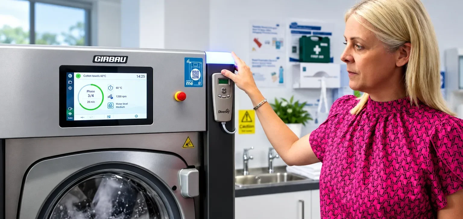 Girbau Training staff with washing machine