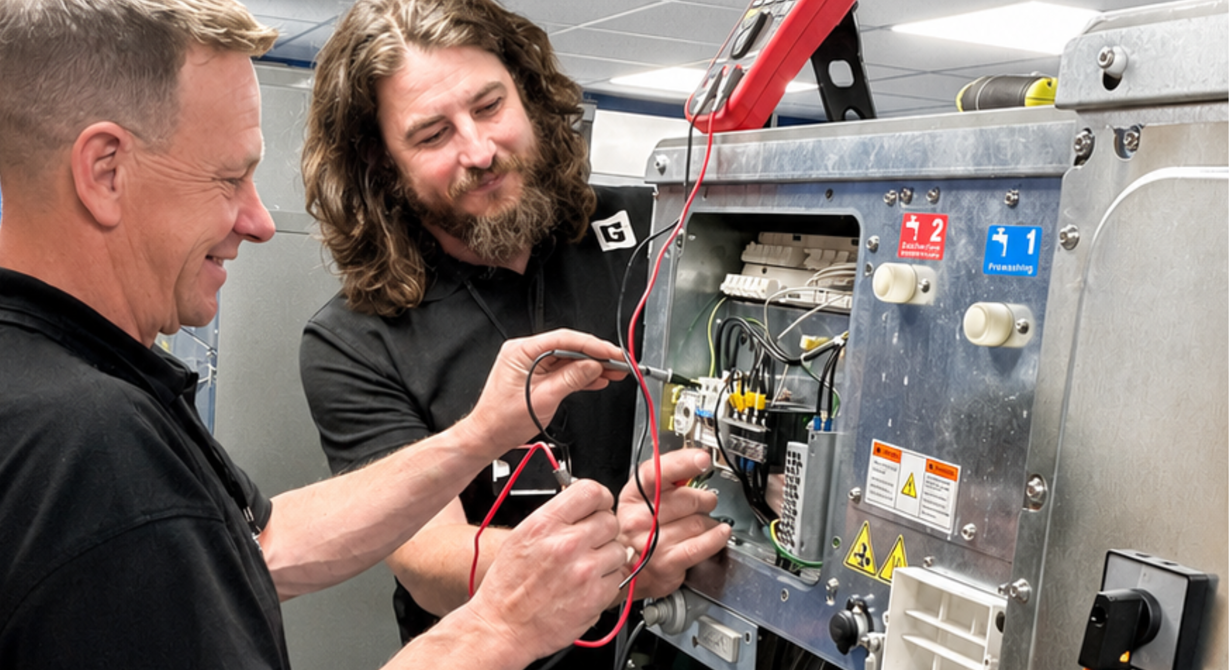 Field Service Engineers carrying out washing machine maintenance