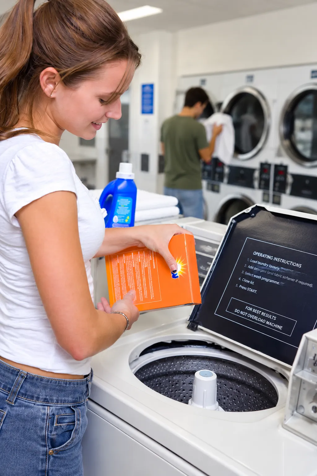 Adding Detergent in a Modern Laundrette-squished