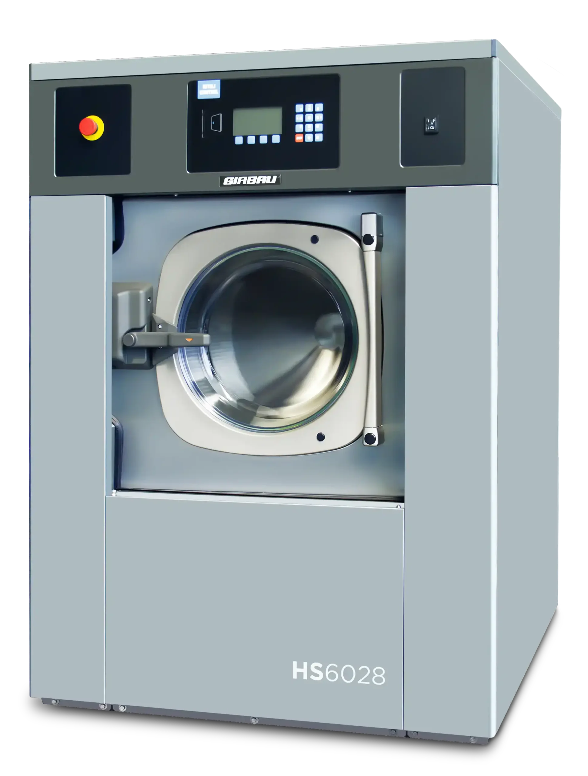 Lavadora industrial Girbau HS para grandes cargas, com design de carga frontal para operações profissionais de lavanderia B2B.