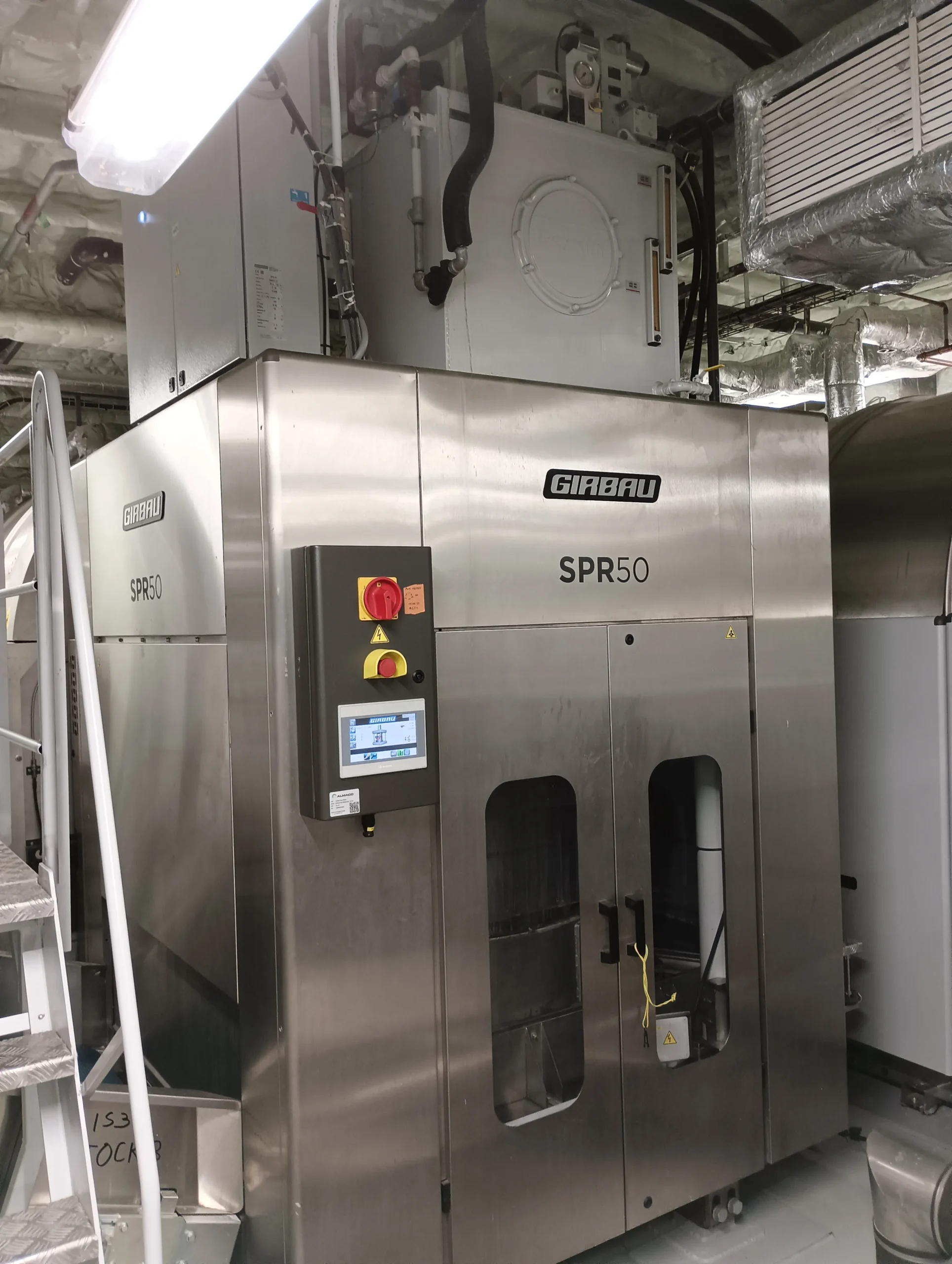 Girbau industrial hydroextractor press installed onboard MSC World Europa