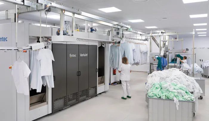 Automated linen handling systems at the new laundry facilities.